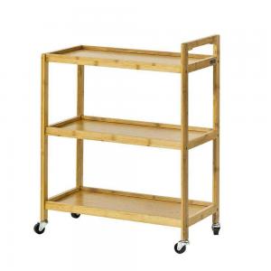 Quality 3 Tier Storage Bamboo Kitchen Shelf / Rack 58.1x30.2x76.4cm With Wheels wholesale