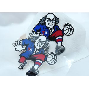 Custom Silicone Labels Cartoon Garment Patches Old Man Playing Basketball