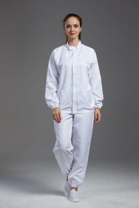 China Professional Esd Anti Static Coverall With Zipper Lapel Jacket And Pants white color Moisture wicking on sale