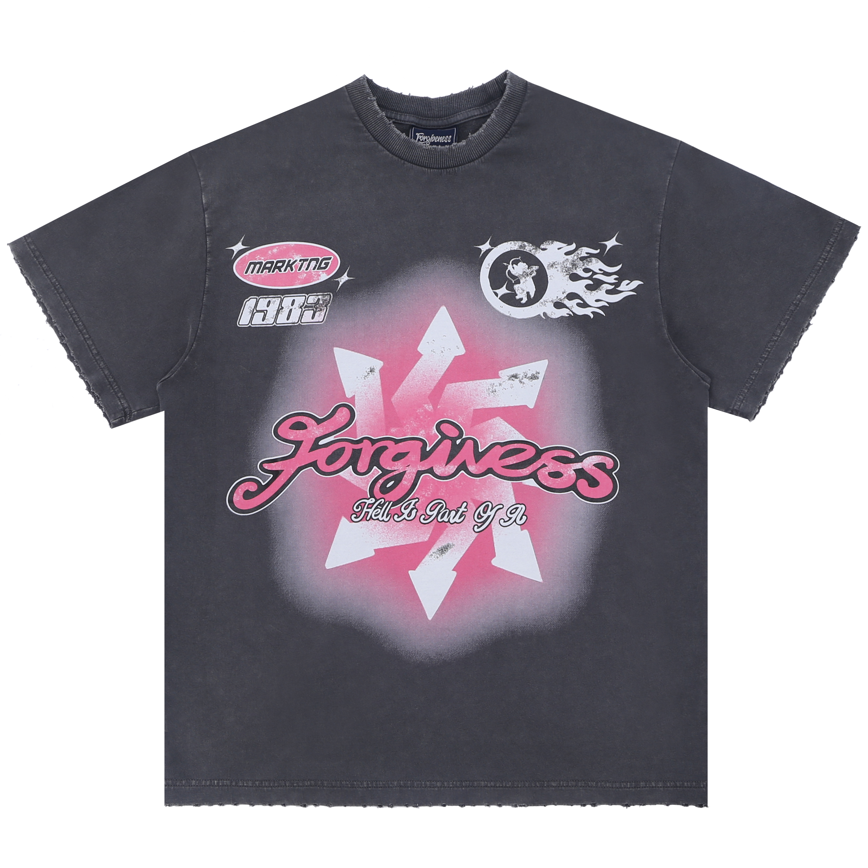 Silk Screen Printed Men's T-Shirts Oversized Decrepit Print in 95% Cotton Vintage Style