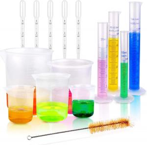Quality Plastic Graduated Cylinders and Beakers with 5 Pipettes, 10ml 25ml 50ml 100ml Cylinders, 50ml 100ml 250ml 500ml 1000ml wholesale