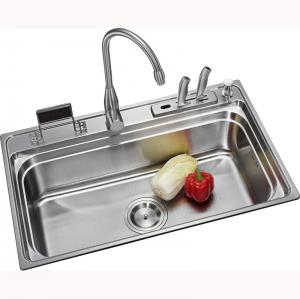 China Funtional 0.9mm Kitchen Stainless Steel 1 Bowl Sink Top Mount 800*500mm on sale