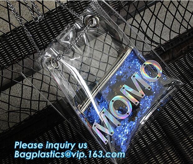 Beach Tote Bags PVC Shoulder Bag with Interior Pocket, PVC women big custom shoulder bag, Tote Shoulder Sling Bag, purse