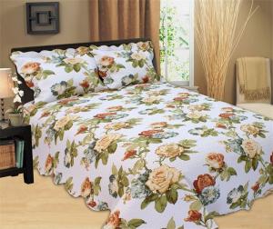 Quality Microfiber Printed Queen Size Bed Quilts , Optional Colors Bed Cover Sets wholesale