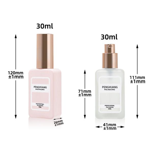 Custom pink 35ml glass foundation bottle wholesale gold lotion pump square skin care packaging glass cosmetic foundation