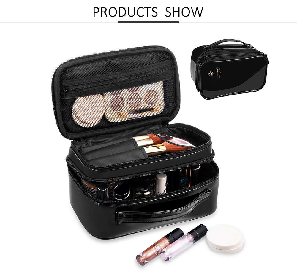 Multifunctional PU Makeup Travel Organizer With Brush Compartment