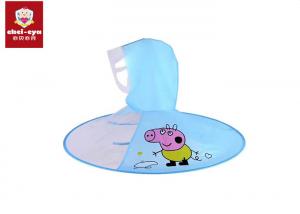 China Foldable Clear Plastic Raincoat Cute Cartoon Peppa Pig UFO Shape Rain Hat Cape on sale