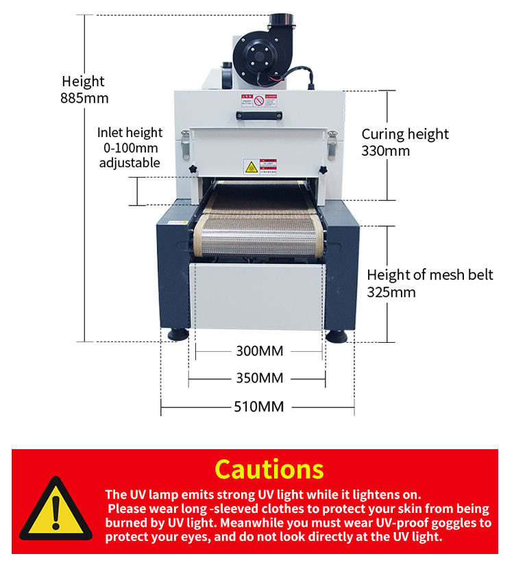 Small Desktop 2KW UV Curing Machine Dryer 300MM Belt Used In Cell Phone Case