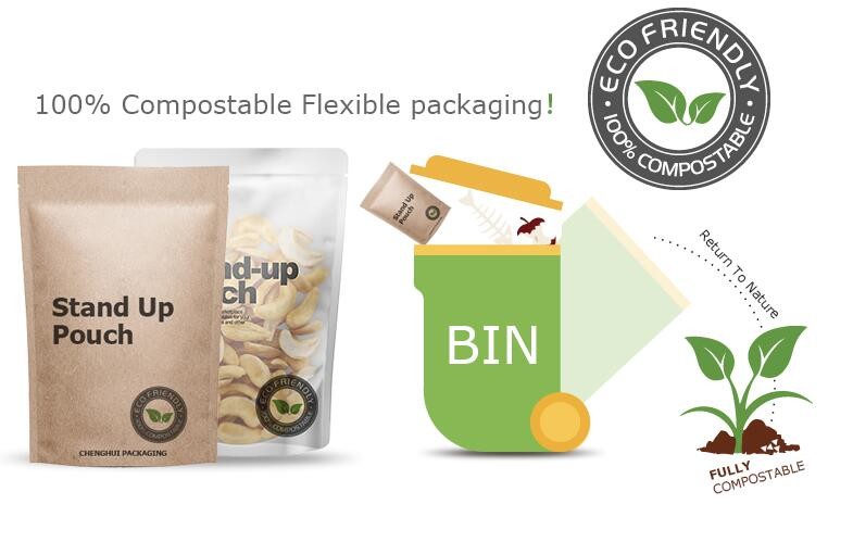 Stand Up PLA Biodegradable Packaging Bags Aroma Barrier With Zipper Sample Available