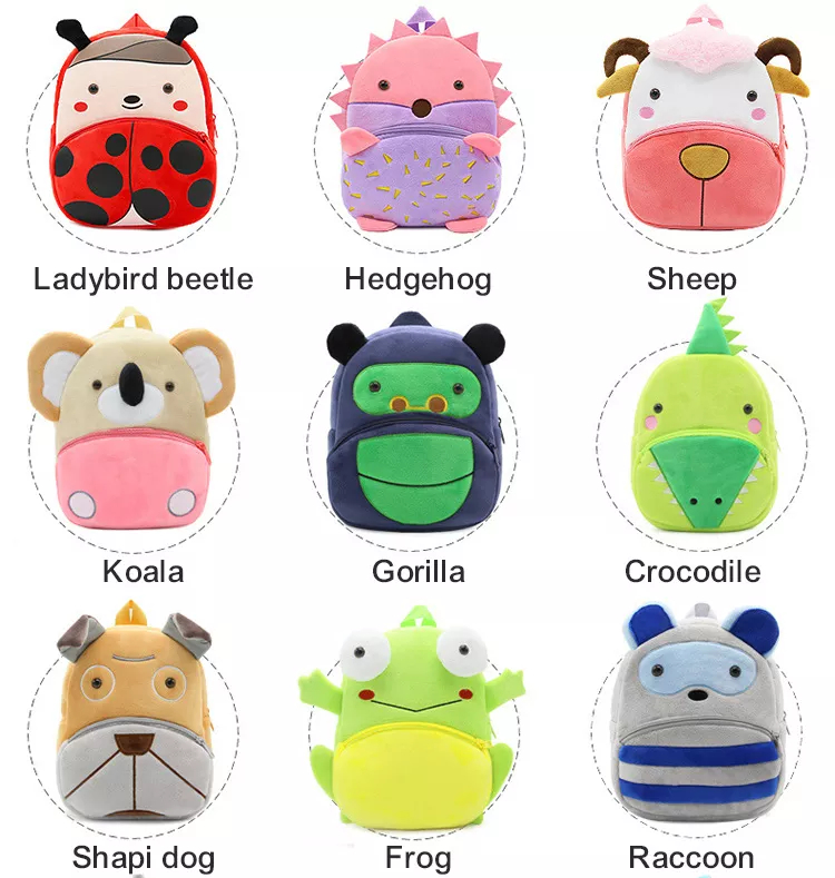 Cartoon Polyester Animal Plush Backpack , Multipurpose Cute School Bag