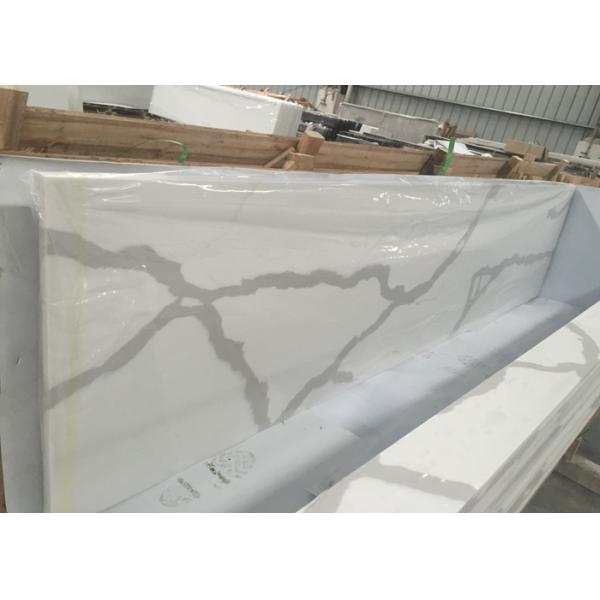 Solid Surface Calacatta Quartz Slab Countertops With White Vein OEM / ODM Avaliable