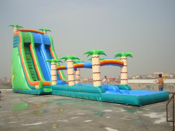Cheap Commercial Grade Inflatable  Pool Slide with Palm Trees for sale