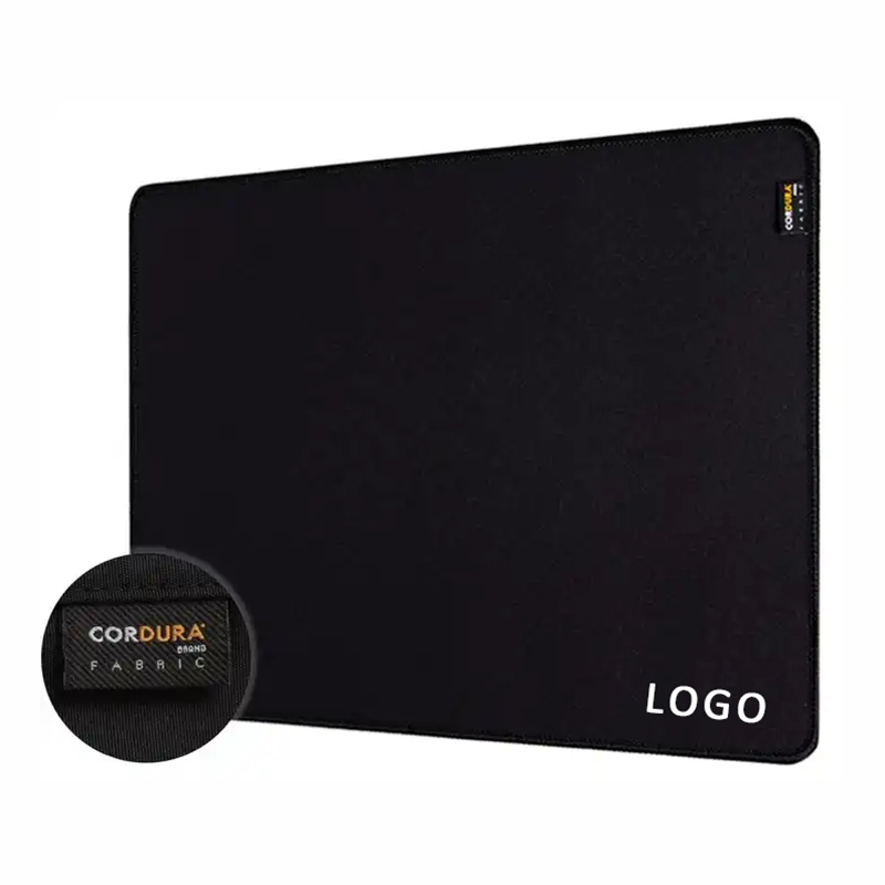 800*300*4mm Custom Waterproof Cordura Fabric Mouse Pad with Woven Label Weaving Mark