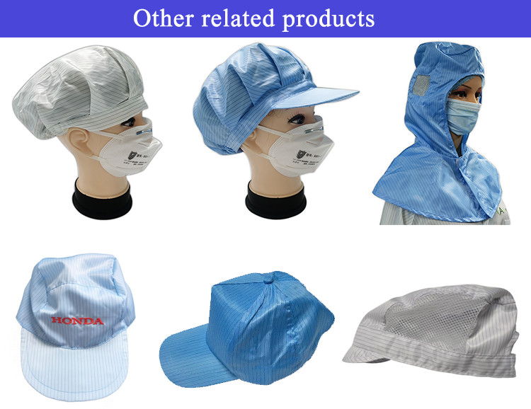 Breathable ESD Antistatic Shawl Cap For Class 1000 Cleanroom