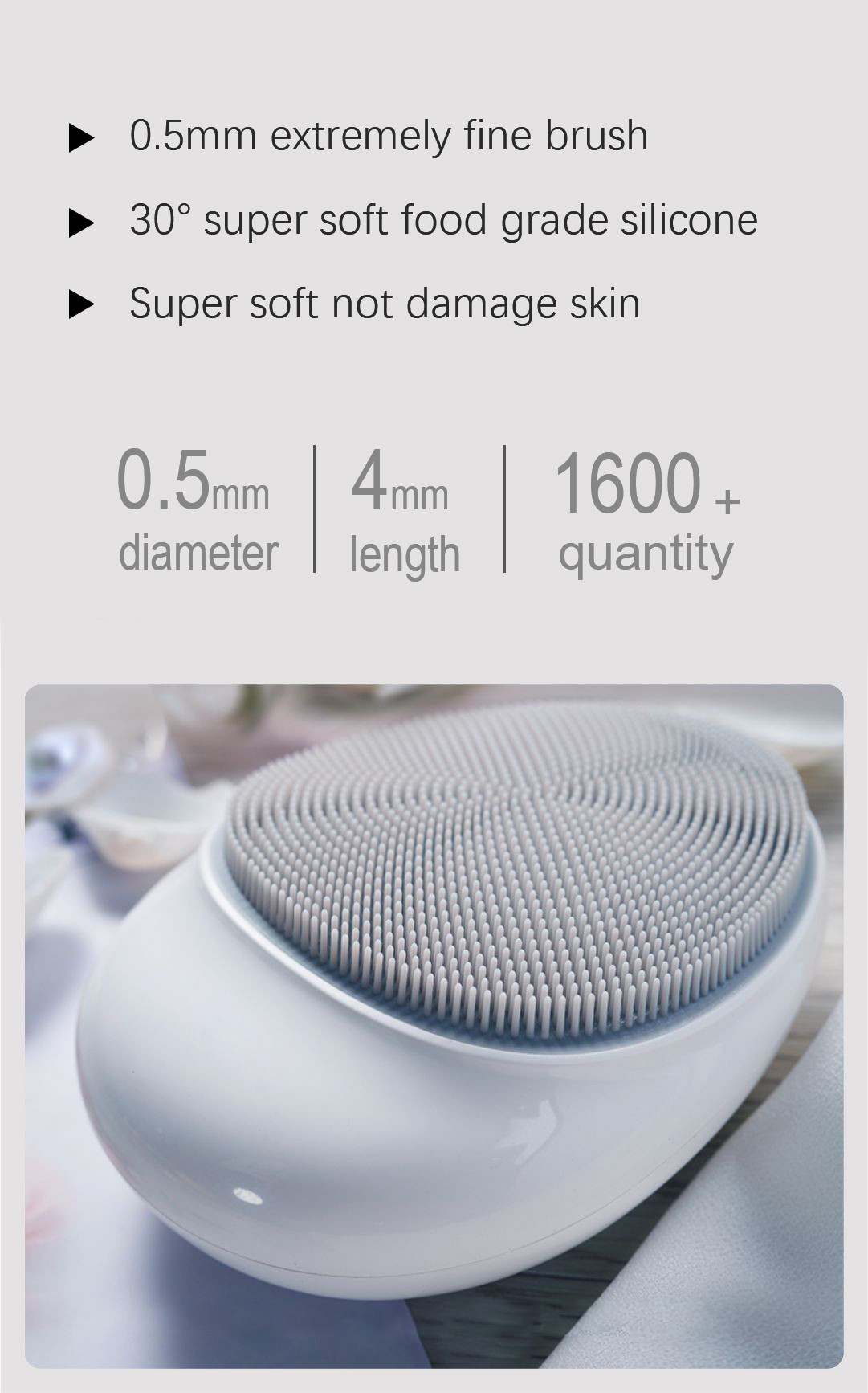 8000 Times/ Per Min High Frequency Vibration Wireless Silicone Ultrasonic Facial Cleaner