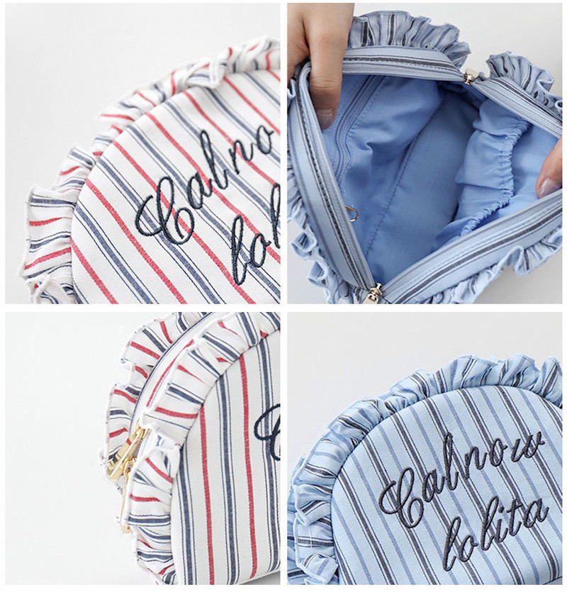 High Quality Professional Stripe Embroidery Makeup Bag Travel Bag