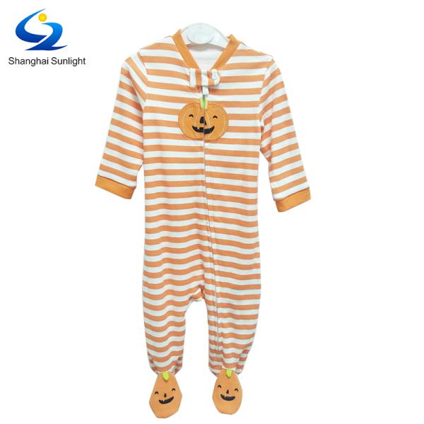 Newborn Bodysuit Rompers with Zipper Close and Printing Pattern in Customized Color