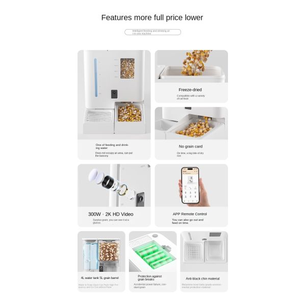 2-in-1 Smart Automatic Pet Feeder Eco-Friendly 4-5L Battery-Powered Waterproof IPX5 Water & Food Bowl Plastic for Dogs & Cats