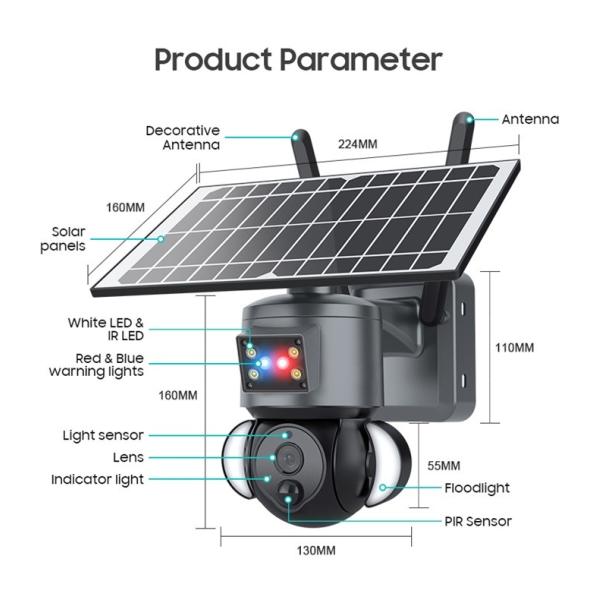 Separable 6W Solar Panel 4G Solar Camera With Built In 12000MAh Battery Pack