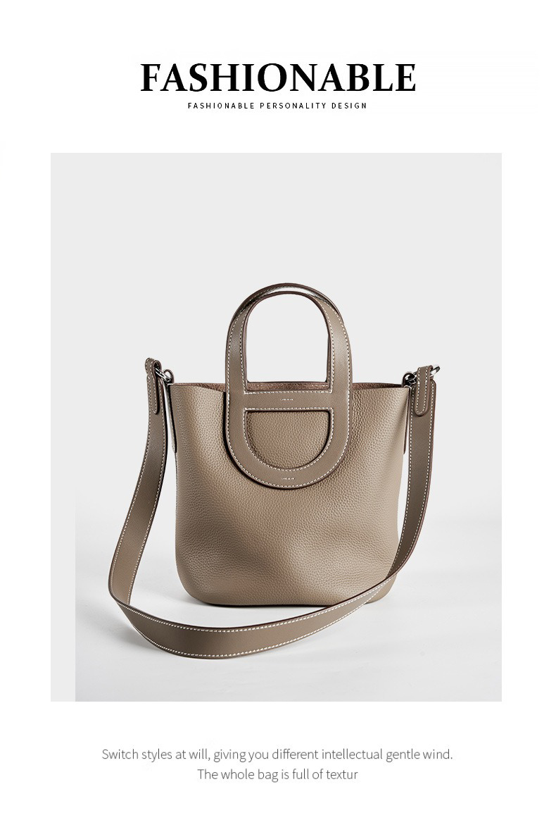 Designer Vintage Cow Leather Female Crossbody Shoulder Handbag Bucket for All Seasons