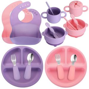 Quality Reusable Thickened Silicone Baby Feeding Set , Nontoxic Suction Cup Plates And Bowls wholesale