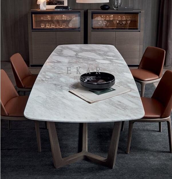Marble Round Dining table 1.6m 1.8m diameter stainless steel base leg support new modern style table ZZ-T01