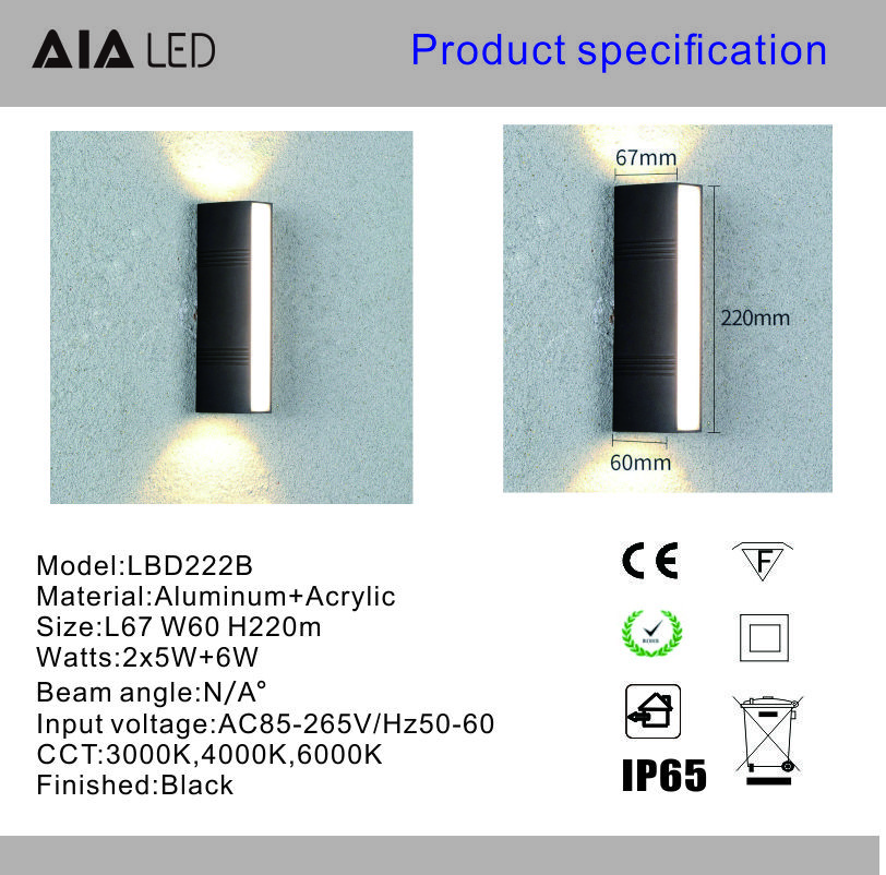 External wall lamps waterproof garden light staircase wall lamp surface three sides luminous wall light
