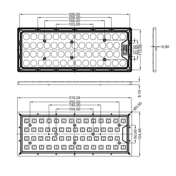 56 LED 4 Pieces 3030 SMD Street Lamp Module Type 4 Lens 100-200W Optical Grade PC