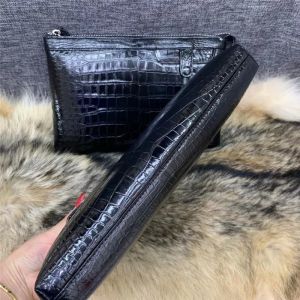 Authentic Crocodile Belly Skin Businessmen Wristlets Bag Clutch Genuine Real