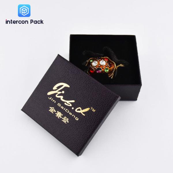 High End Embossing Ring Jewelry Boxes 120g Leather Filled Paper gilded surface