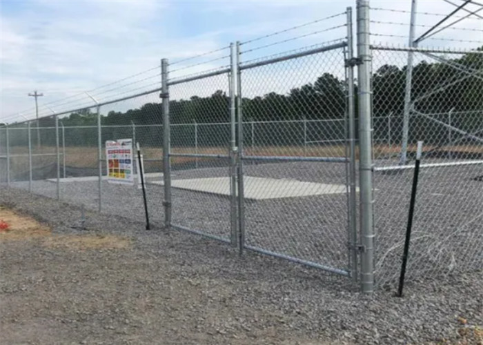 High Security 8 Feet Galvanized Steel Chain Link Fence 9 Gauge With Barbed Razor Wire