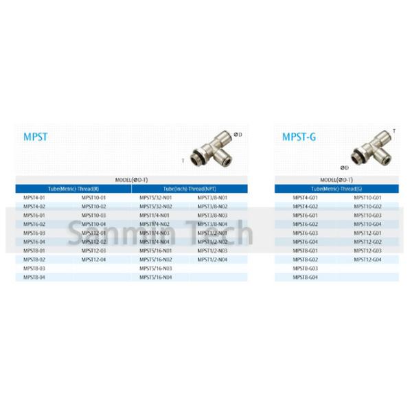 MPST All Metal Brass Fittings Male Run Tee Pneumatic Air Fittings Tube Air Fitting Connector