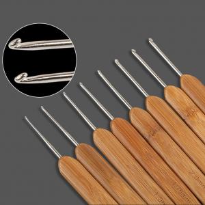 Quality Bamboo Handle Crochet Hook Set Knitting Needles Stainless Steel Head Sewing Accessories wholesale