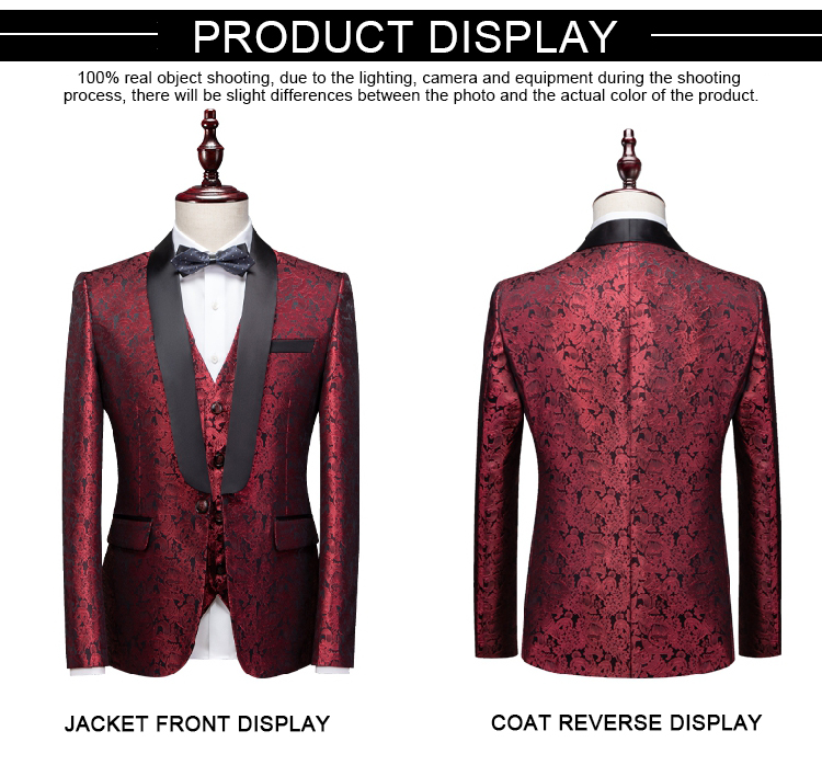 Customizable Red Men's Suit with Silk screen Printing Methods and Slim Fit Gender Men