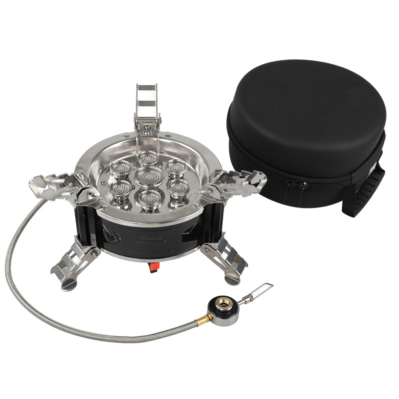 Stainless Steel 7 Burner Camping Gas Stove Outdoor Portable Picnic Split Gas Cooker