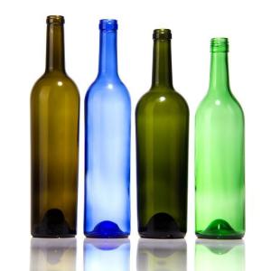 Quality Other Beverage 750ml Acid Frosted Glass Wine Bottle with Cork Top Cobalt Royal Blue wholesale