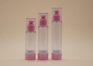 China Pink And Clear Color Airless Treatment Pump Bottle 80ml 100ml 120ml With Over Cap on sale