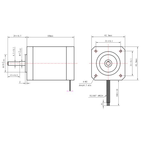 NEMA 17 TWO-PHASE 1.8° 42 STEPPER MOTOR 60MM BODY 2.1A CNC