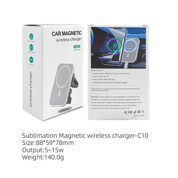 Custom Portable Sublimation Magsafe Wireless Car Charger For IPhone