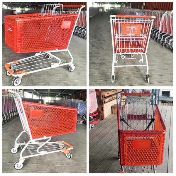 Custom Logo Printing Plastic Trolley Basket Durable Lightweight For Retail