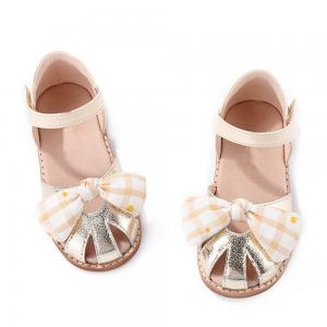 Quality Leather Girls School Shoes Round Toe TPR Sole With Bow Tie wholesale
