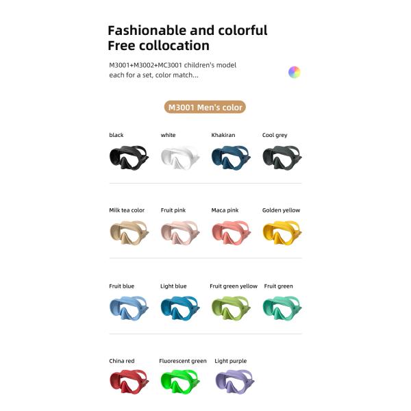 MC3001 M3001 M3002 Integrated Forming Snorkel Set for Scuba Diving and Snorkeling Snorkel Mask Set