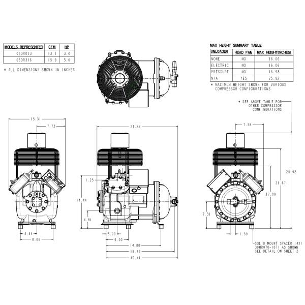 R134A 575V Power Supply Cold Storage Compressor With 2 Cylinders