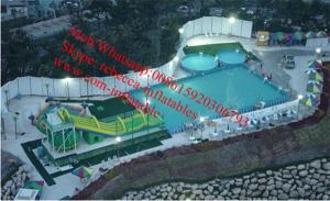 China Backyard swimming pool water slide for inflatable pool inflatable pool with slide on sale