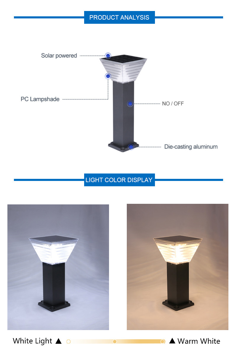 Minimalist 7W LED Solar Garden Light Landscape Decoration Bollard LED Lawn Lighting