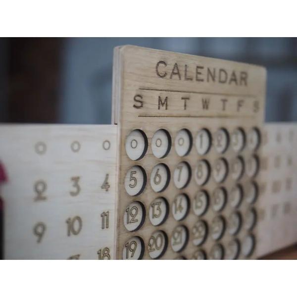 Wooden Table Calendar, Daily Desktop Perpetual Desk Calendar, Modern Farmhouse