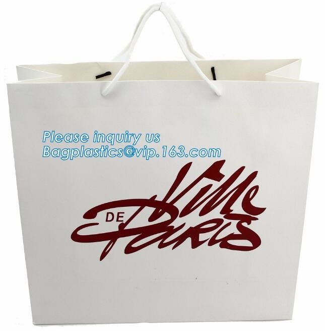 Customized White Printed Kraft Paper Shopping Bag with Twisted Handles for Cat,vintage print inspired by our own Luxury