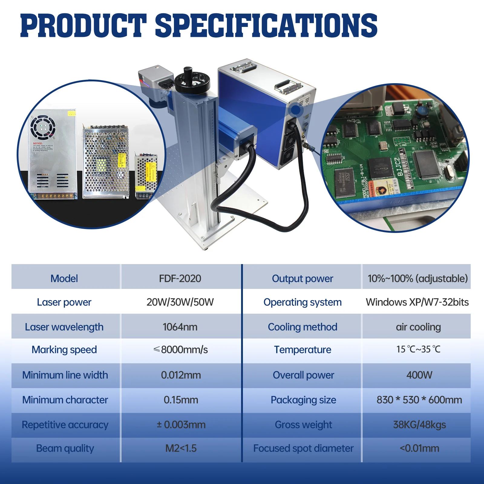 Jpt Mopa M7 Raycus Fiber Laser Marking Machine 70W Engraving Stainless Steel