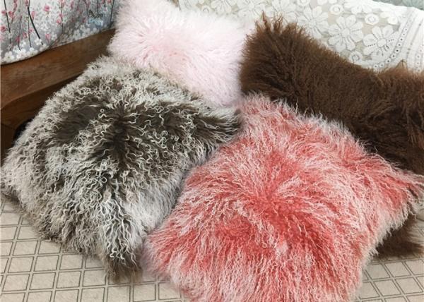 Cheap Real Sheepskin Tibetan Mongolian Wool Lamb Fur Coffee Pillow 12"*20"  Rectangular NEW for sale