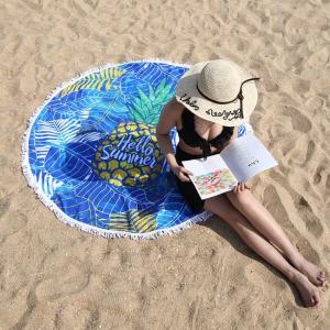 China Round Personalized Beach Towels Pineapple Microfiber Surf Towel For Women Men Kids on sale
